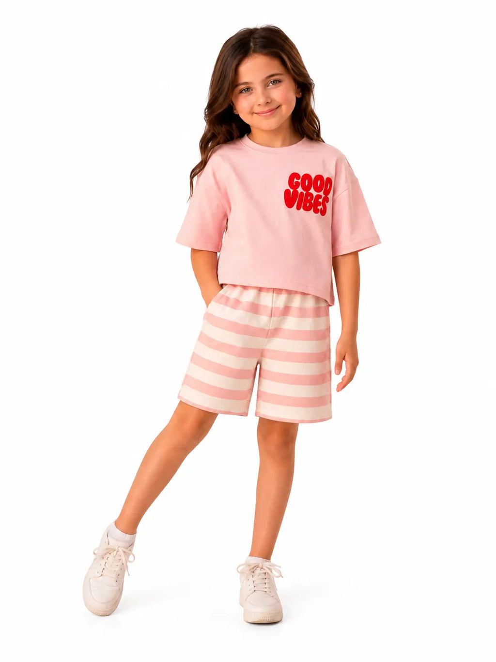 Girls' Cotton Candy Outing Set - Pink Stripe back