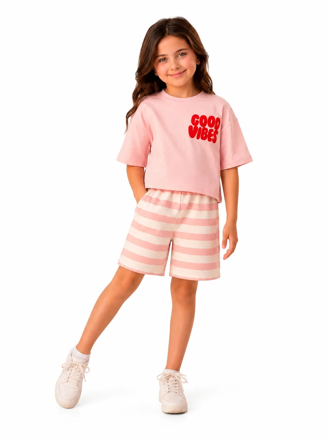 Girls' Cotton Candy Outing Set - Pink Stripe back