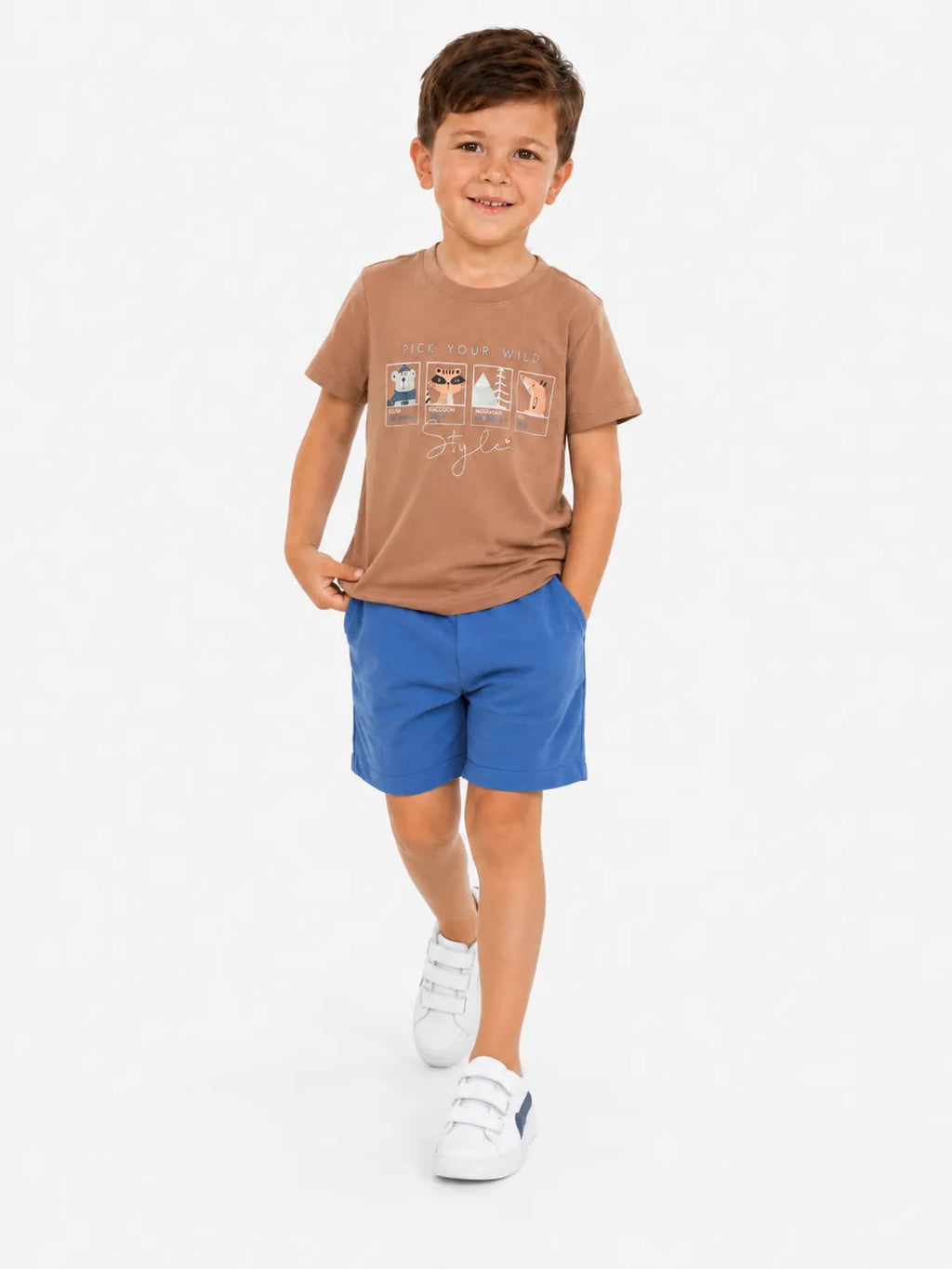 Boys' Cotton Candy Tee & Shorts Set - Brown
