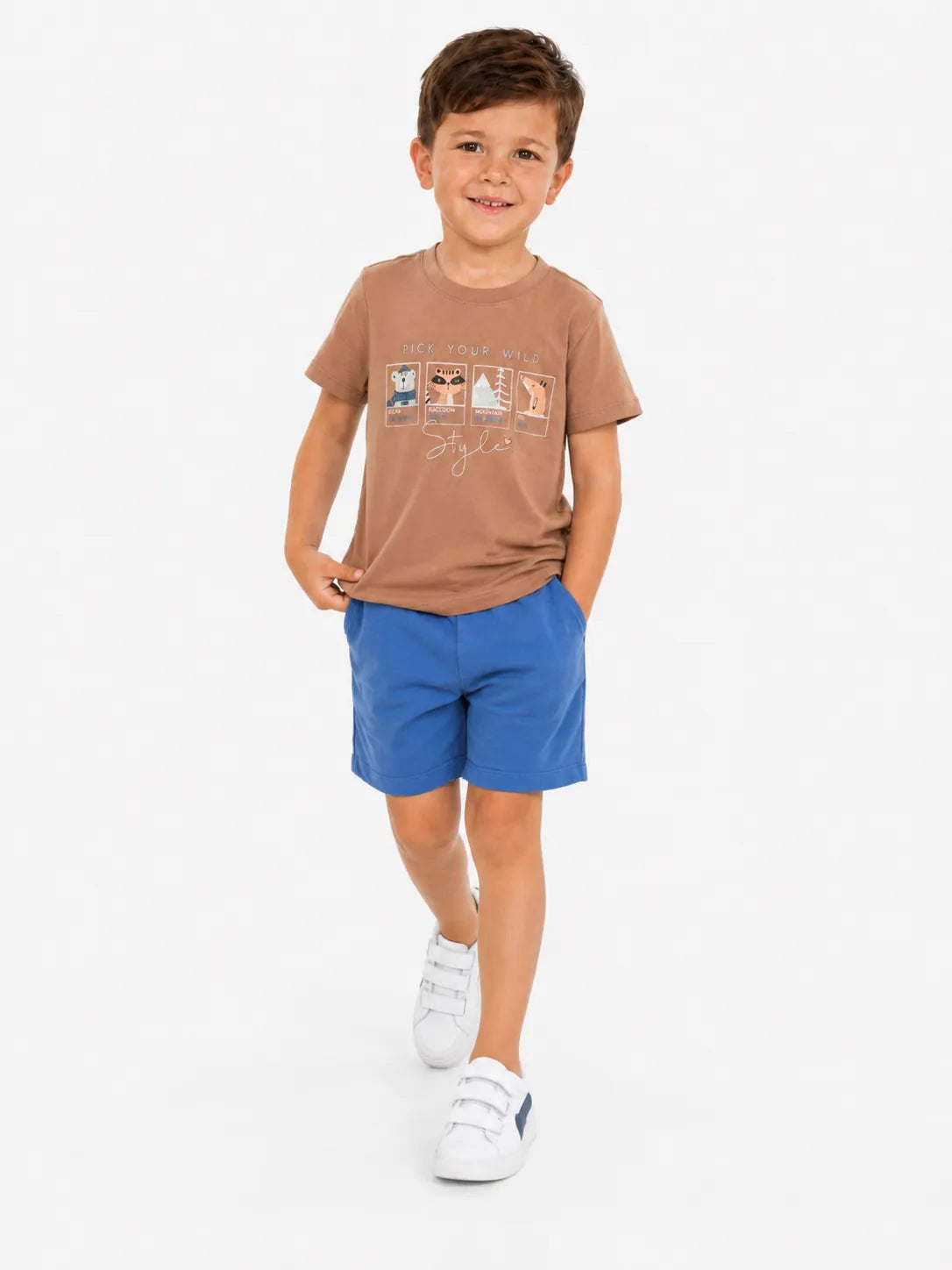 Boys' Cotton Candy Tee & Shorts Set - Brown