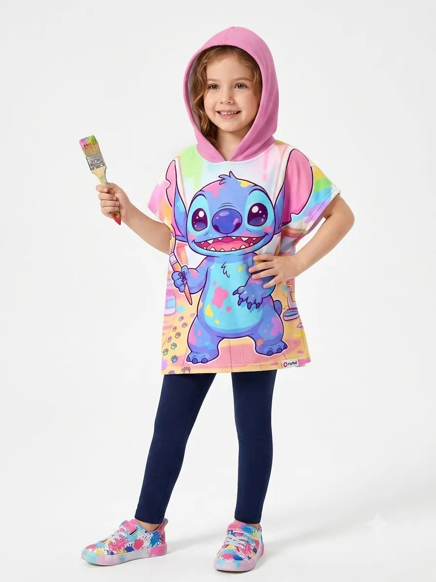 Girls' Hooded Beach Poncho - Stitch