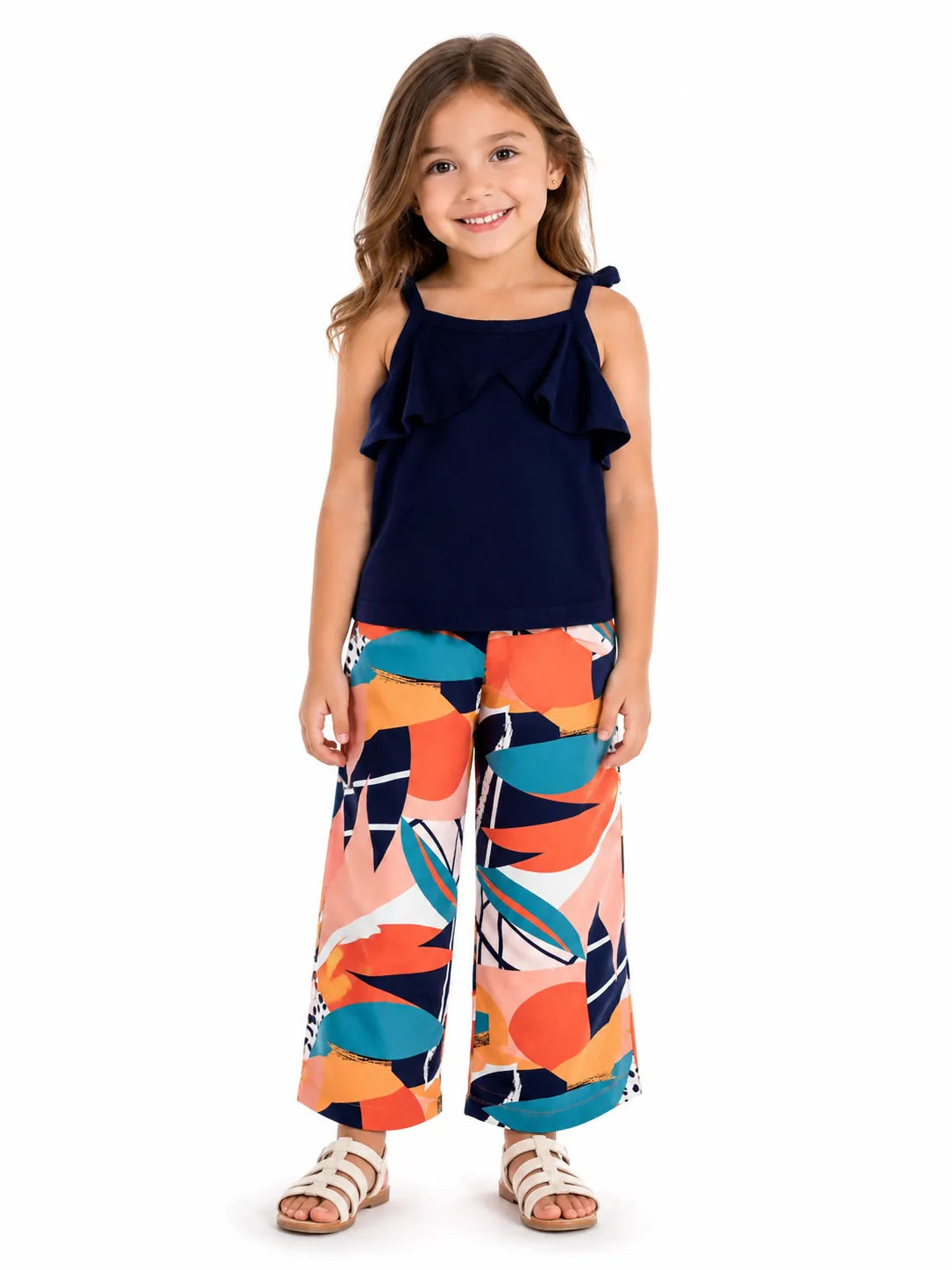 Girls' Tee & Barbie-Print Trousers Set