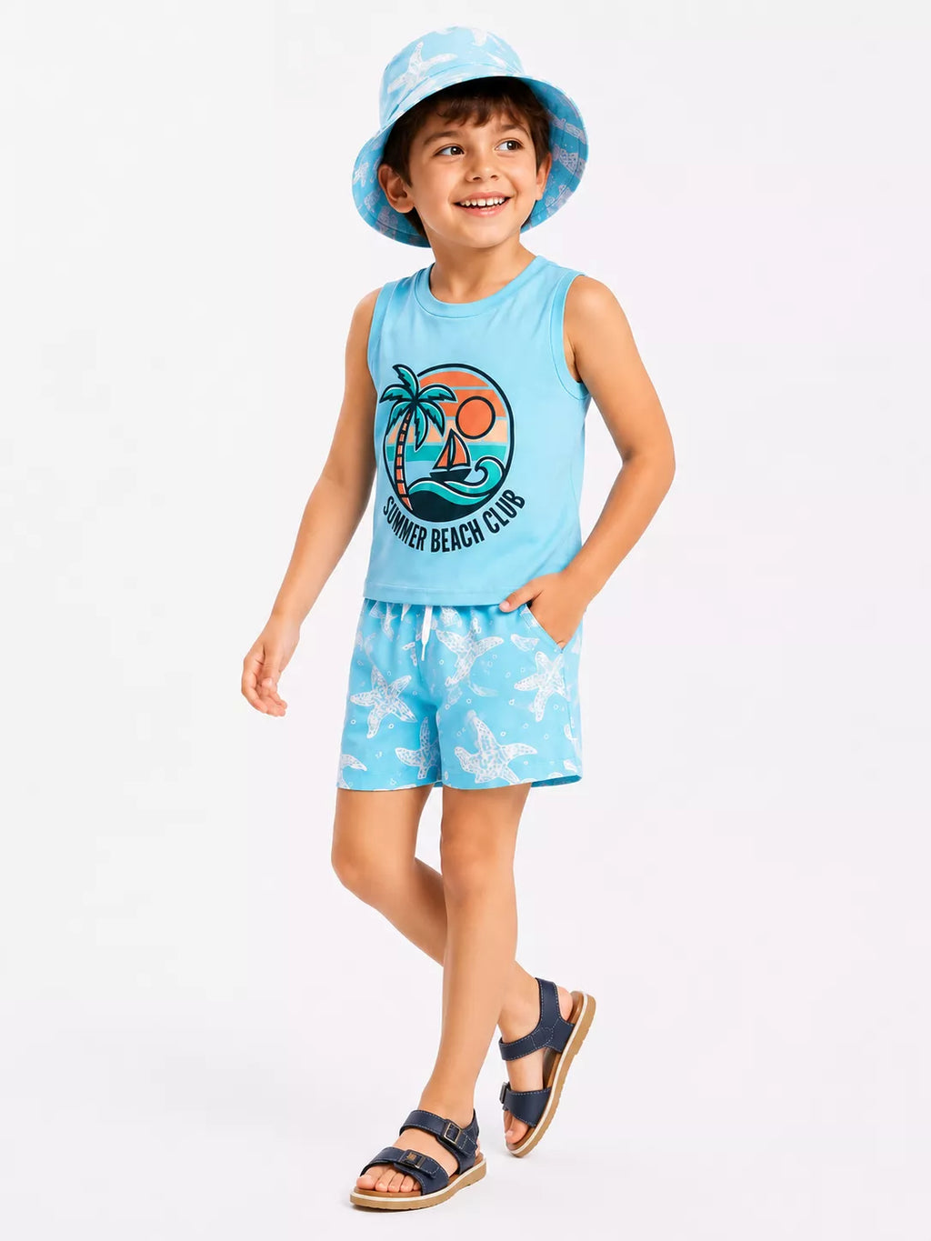 طقم بحر ولادي ٣ قطع – لبني Summer Beach